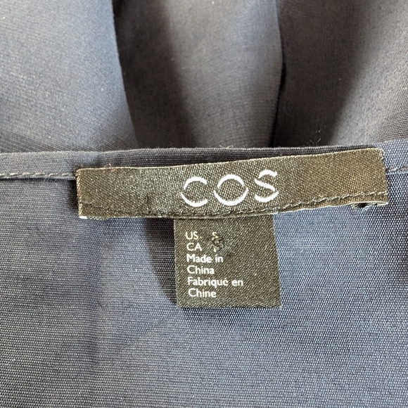 COS Woven-Knit Mix Dress small navy blue - Picture 9 of 12